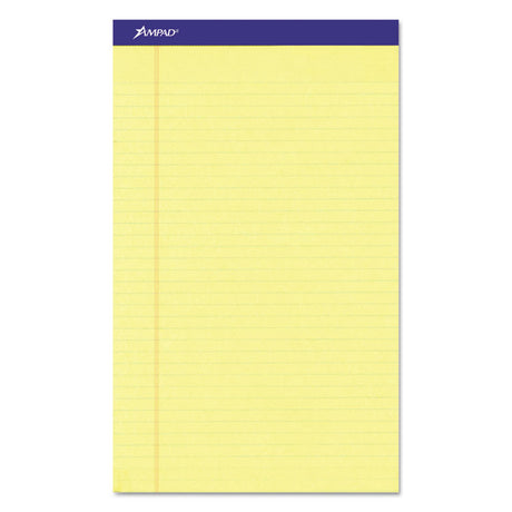 Perforated Writing Pads, Wide/Legal Rule, 50 Canary-Yellow 8.5 x 14 Sheets, Dozen