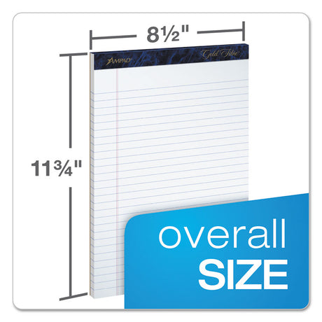 Gold Fibre Writing Pads, Wide/Legal Rule, 50 White 8.5 x 11.75 Sheets, 4/Pack