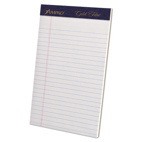 Gold Fibre Writing Pads, Narrow Rule, 50 White 5 x 8 Sheets, 4/Pack