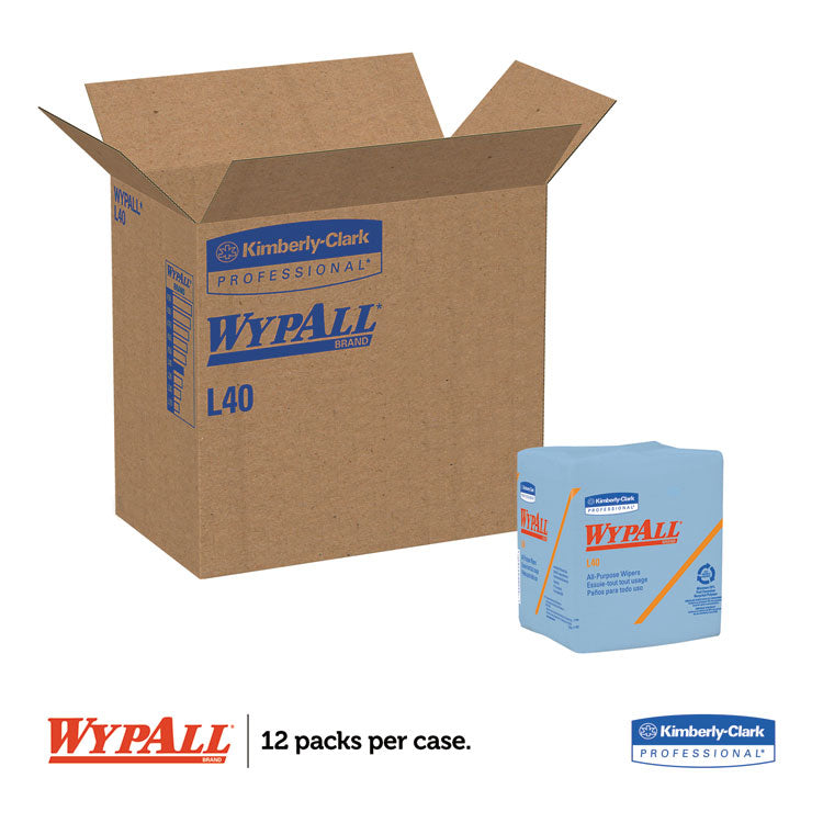 L40 Wiper, 1/4 Fold, Blue, 12.5 x 12, 56/Box, 12 Boxes/Carton