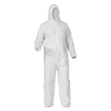 A35 Liquid and Particle Protection Coveralls, Zipper Front, Hooded, Elastic Wrists and Ankles, X-Large, White, 25/Carton