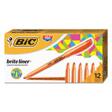 Brite Liner Highlighter, Fluorescent Orange Ink, Chisel Tip, Orange/Black Barrel, Dozen