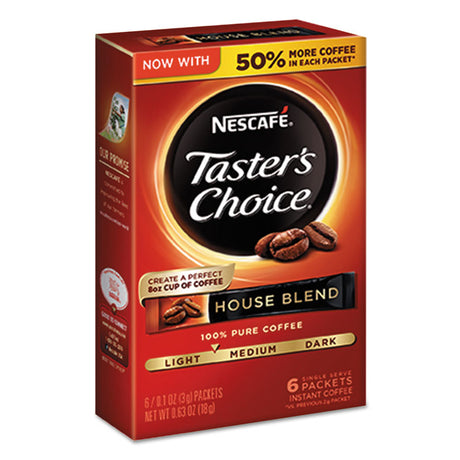 Taster s Choice House Blend Instant Coffee, 0.1oz Stick, 6/Box, 12Box/Carton