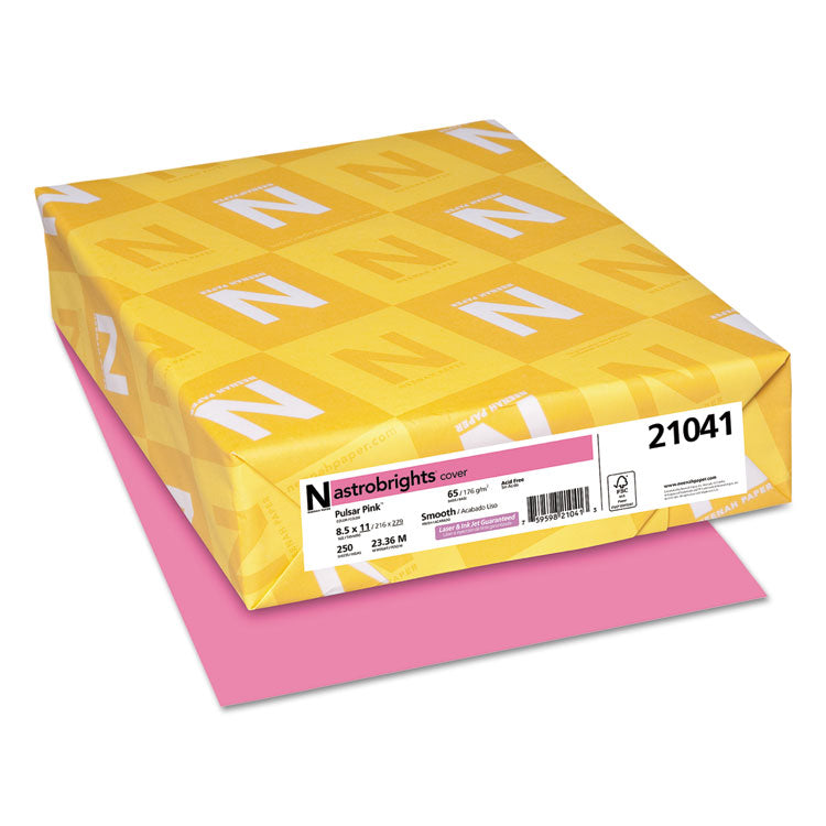 Color Cardstock, 65 lb Cover Weight, 8.5 x 11, Pulsar Pink, 250/Pack