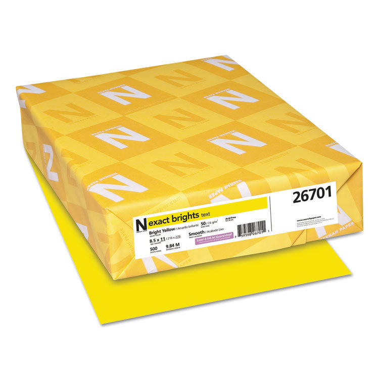 Exact Brights Paper, 20 lb Bond Weight, 8.5 x 11, Bright Yellow, 500/Ream