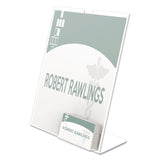 Superior Image Slanted Sign Holder with Business Card Holder, 8.5w x 4.5d x 11h, Clear