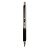 F-402 Ballpoint Pen, Retractable, Fine 0.7 mm, Black Ink, Stainless Steel/Black Barrel