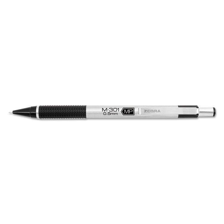 M-301 Mechanical Pencil, 0.5 mm, HB (#2), Black Lead, Silver/Black Barrel, Dozen