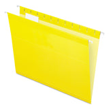 Colored Reinforced Hanging Folders, Letter Size, 1/5-Cut Tabs, Yellow, 25/Box