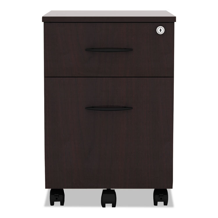 Alera Valencia Series Mobile Pedestal, Left or Right, 2-Drawers: Box/File, Legal/Letter, Mahogany, 15.88" x 19.13" x 22.88"