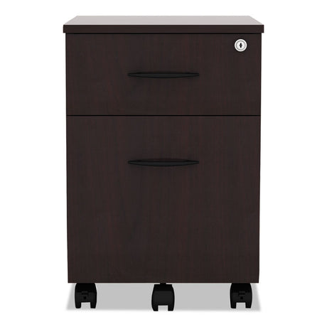 Alera Valencia Series Mobile Pedestal, Left or Right, 2-Drawers: Box/File, Legal/Letter, Mahogany, 15.88" x 19.13" x 22.88"