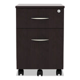 Alera Valencia Series Mobile Pedestal, Left or Right, 2-Drawers: Box/File, Legal/Letter, Espresso, 15.88" x 19.13" x 22.88"