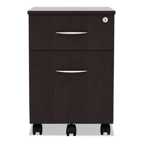 Alera Valencia Series Mobile Pedestal, Left or Right, 2-Drawers: Box/File, Legal/Letter, Espresso, 15.88" x 19.13" x 22.88"