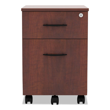 Alera Valencia Series Mobile Pedestal, Left/Right, 2-Drawers: Box/File, Legal/Letter, Medium Cherry, 15.88" x 19.13" x 22.88"