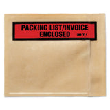 Top Print Self-Adhesive Packing List Envelope, Top-Print Front: Packing List/Invoice Enclosed, 4.5 x 5.5, Clear, 1,000/Box