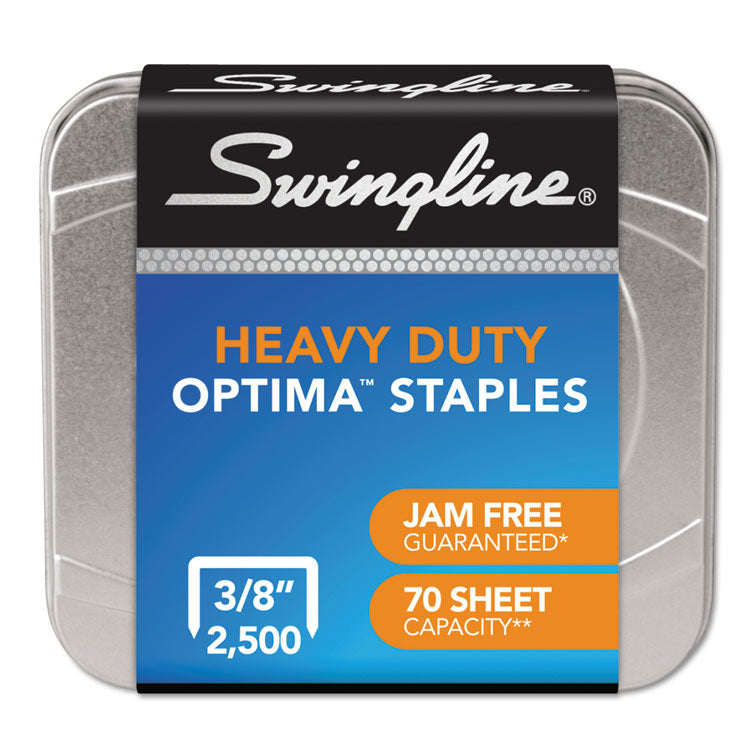 Optima High-Capacity Staples, 0.38" Leg, 0.5" Crown, Steel, 125/Strip, 20 Strips/Box