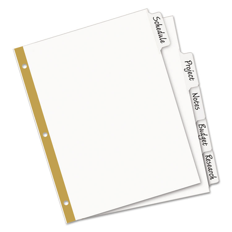 Write and Erase Big Tab Paper Dividers, 5-Tab, 11 x 8.5, White, White Tabs, 1 Set