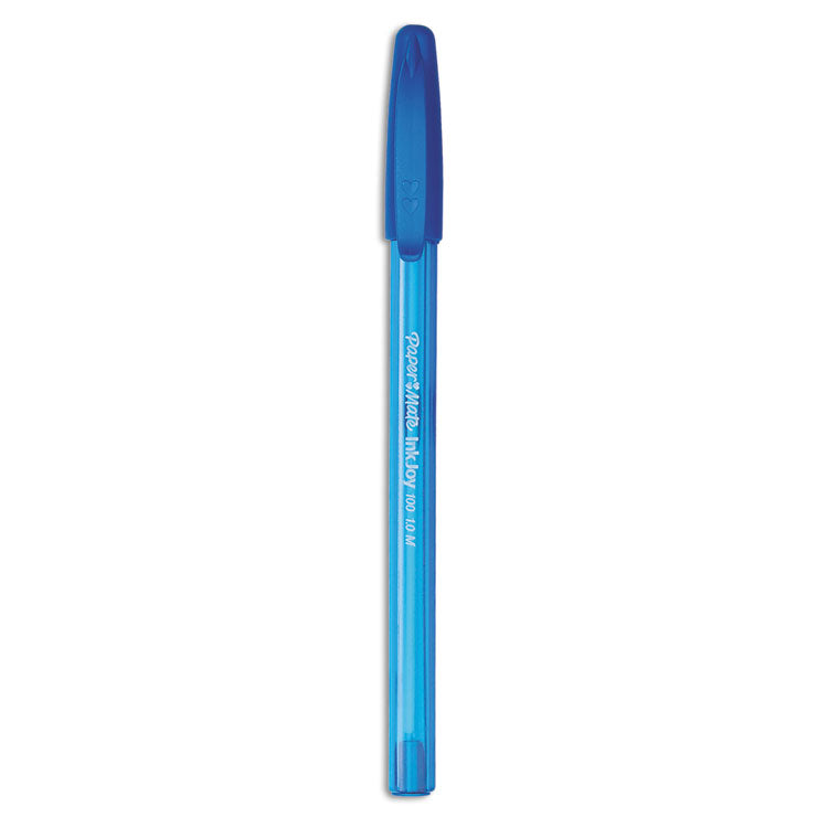 InkJoy 100 Ballpoint Pen, Stick, Medium 1 mm, Blue Ink, Translucent Blue Barrel, Dozen