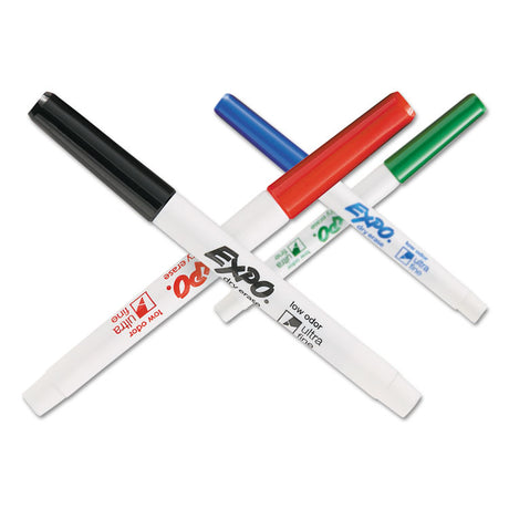 Low-Odor Dry-Erase Marker, Extra-Fine Bullet Tip, Assorted Colors, 4/Pack