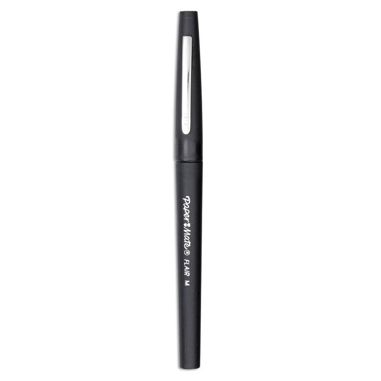 Point Guard Flair Felt Tip Porous Point Pen, Stick, Medium 0.7 mm, Black Ink, Black Barrel, 36/Box