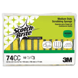 Medium-Duty Scrubbing Sponge, 3.6 x 6.1, 0.7" Thick, Yellow/Green, 10/Pack