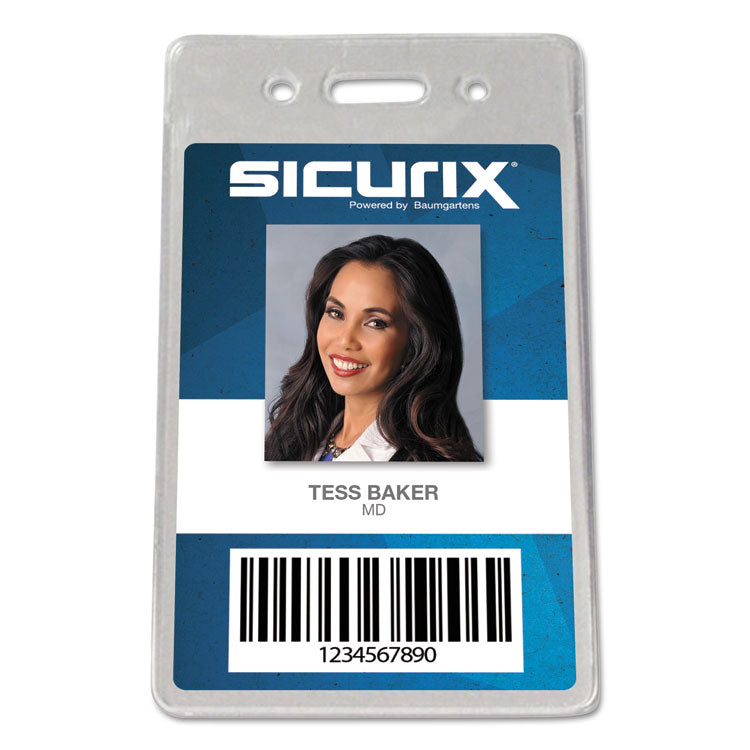 Sicurix Proximity Badge Holder, Vertical, 2 1/2w x 4 1/2h, Clear, 50/Pack