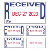 Printy Economy 5-in-1 Date Stamp, Self-Inking, 1.63" x 1", Blue/Red