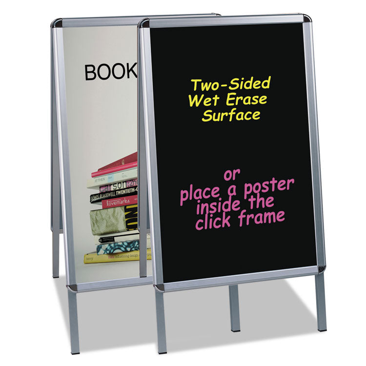 Wet Erase Board, Double Sided, 23 x 33, 42" Tall, Black Surface, Silver Aluminum Frame