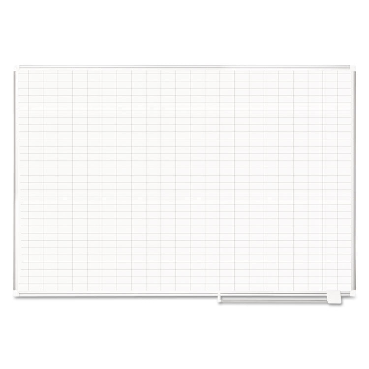 Gridded Magnetic Porcelain Dry Erase Planning Board, 1 x 2 Grid, 72 x 48, White Surface, Silver Aluminum Frame