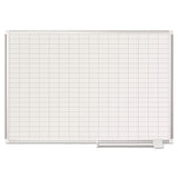 Gridded Magnetic Steel Dry Erase Planning Board, 1 x 2 Grid, 48 x 36, White Surface, Silver Aluminum Frame
