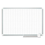 Gridded Magnetic Steel Dry Erase Planning Board with Accessories, 1 x 2 Grid, 36 x 24, White Surface, Silver Aluminum Frame