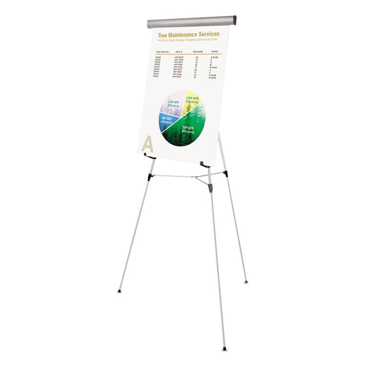Telescoping Tripod Display Easel, Adjusts 38" to 69" High, Metal, Silver