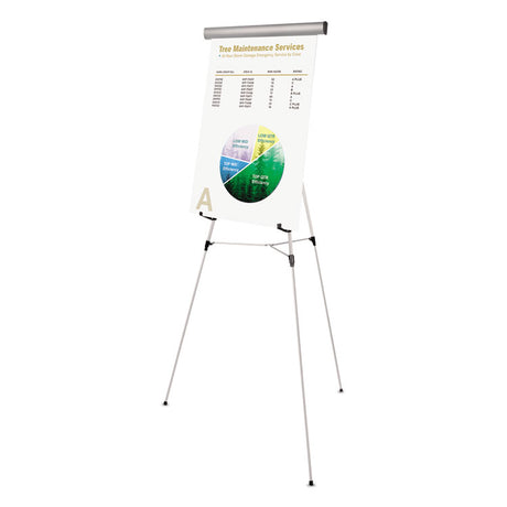 Telescoping Tripod Display Easel, Adjusts 38" to 69" High, Metal, Silver