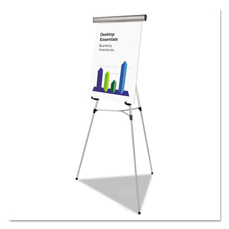 Telescoping Tripod Display Easel, Adjusts 35" to 64" High, Metal, Silver