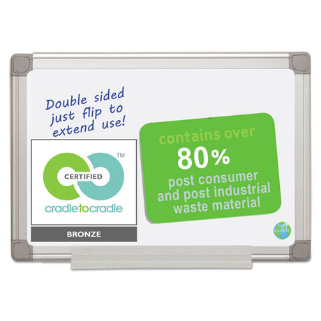 Earth Silver Easy-Clean Dry Erase Board, Reversible, 24 x 18, White Surface, Silver Aluminum Frame