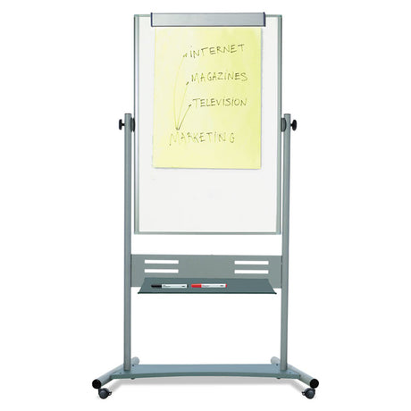 Revolver Easel, 35.4 x 47.2, 80" Tall Easel, Vertical Orientation, White Surface, Silver Aluminum Frame