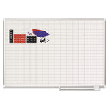 Gridded Magnetic Steel Dry Erase Planning Board with Accessories, 1 x 2 Grid, 48 x 36, White Surface, Silver Aluminum Frame