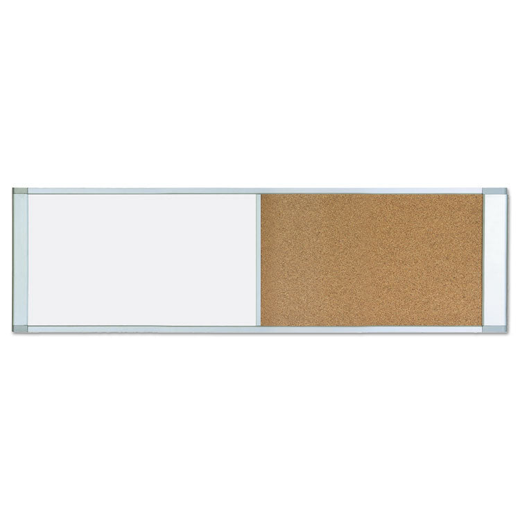 Combo Cubicle Workstation Dry Erase/Cork Board, 48 x 18, Tan/White Surface, Aluminum Frame