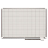 Gridded Magnetic Steel Dry Erase Planning Board, 2 x 3 Grid, 48 x 36, White Surface, Silver Aluminum Frame