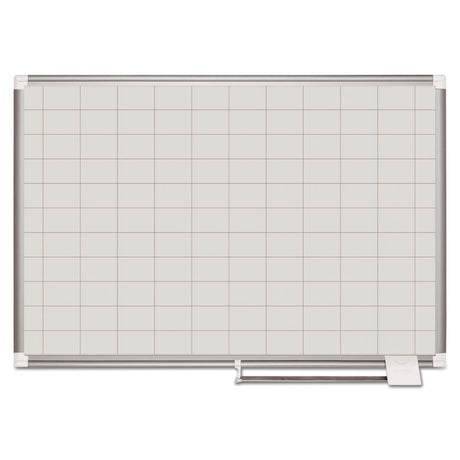 Gridded Magnetic Steel Dry Erase Planning Board, 2 x 3 Grid, 48 x 36, White Surface, Silver Aluminum Frame
