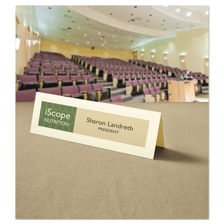 Large Embossed Tent Card, Ivory, 3.5 x 11, 1 Card/Sheet, 50 Sheets/Pack