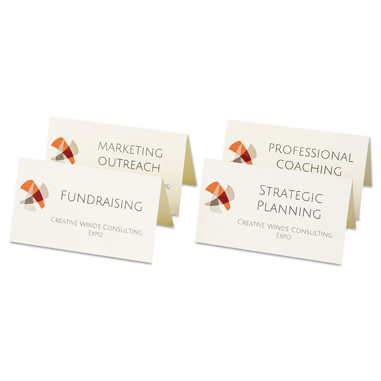 Small Tent Card, Ivory, 2 x 3.5, 4 Cards/Sheet, 40 Sheets/Pack