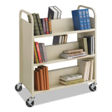 Steel Double-Sided Book Cart, Metal, 6 Shelves, 300 lb Capacity, 36  x 18.5  x 43.5 , Sand