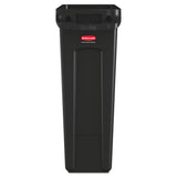 Slim Jim with Venting Channels, 23 gal, Plastic, Black