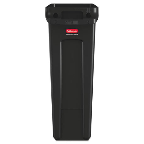 Slim Jim with Venting Channels, 23 gal, Plastic, Black