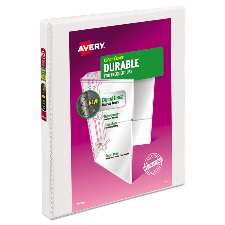 Durable View Binder with DuraHinge and Slant Rings, 3 Rings, 0.5" Capacity, 11 x 8.5, White