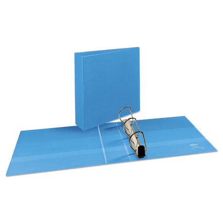 Heavy-Duty Non Stick View Binder with DuraHinge and Slant Rings, 3 Rings, 3" Capacity, 11 x 8.5, Light Blue, (5601)