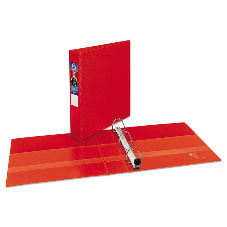 Heavy-Duty Non-View Binder with DuraHinge and One Touch EZD Rings, 3 Rings, 1.5" Capacity, 11 x 8.5, Red