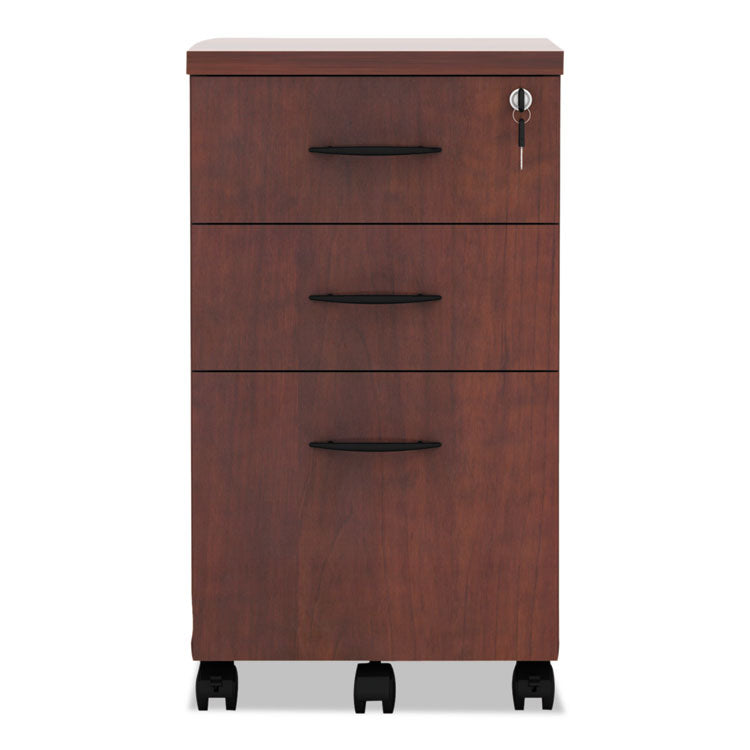 Alera Valencia Series Mobile Pedestal File, Left/Right, 3-Drawer: Box/Box/File, Legal/Letter, Cherry, 15.88" x 20.5" x 28.38"