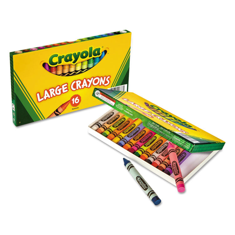 Large Crayons, Lift Lid Box, 16 Colors/Box